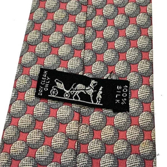 Hermes Red and Gray Patterned Tie